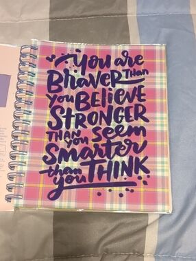 More Than Magic Pink Plaid Spiral Undated Planner Purple Flocked Hand-Lettering